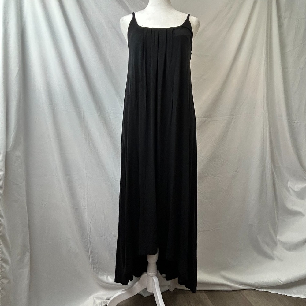 Nicole Miller New York Maxi Dress Womens XS Black Adjustable Strap High Low Hem